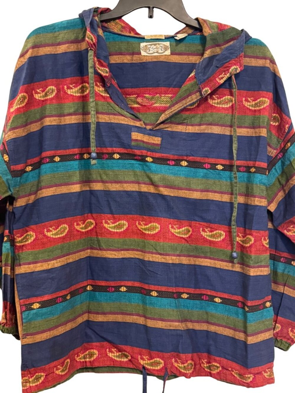 Vintage Angelique Imports Striped Baja Hoodie Pullover Free Size - Picture 2 of 8